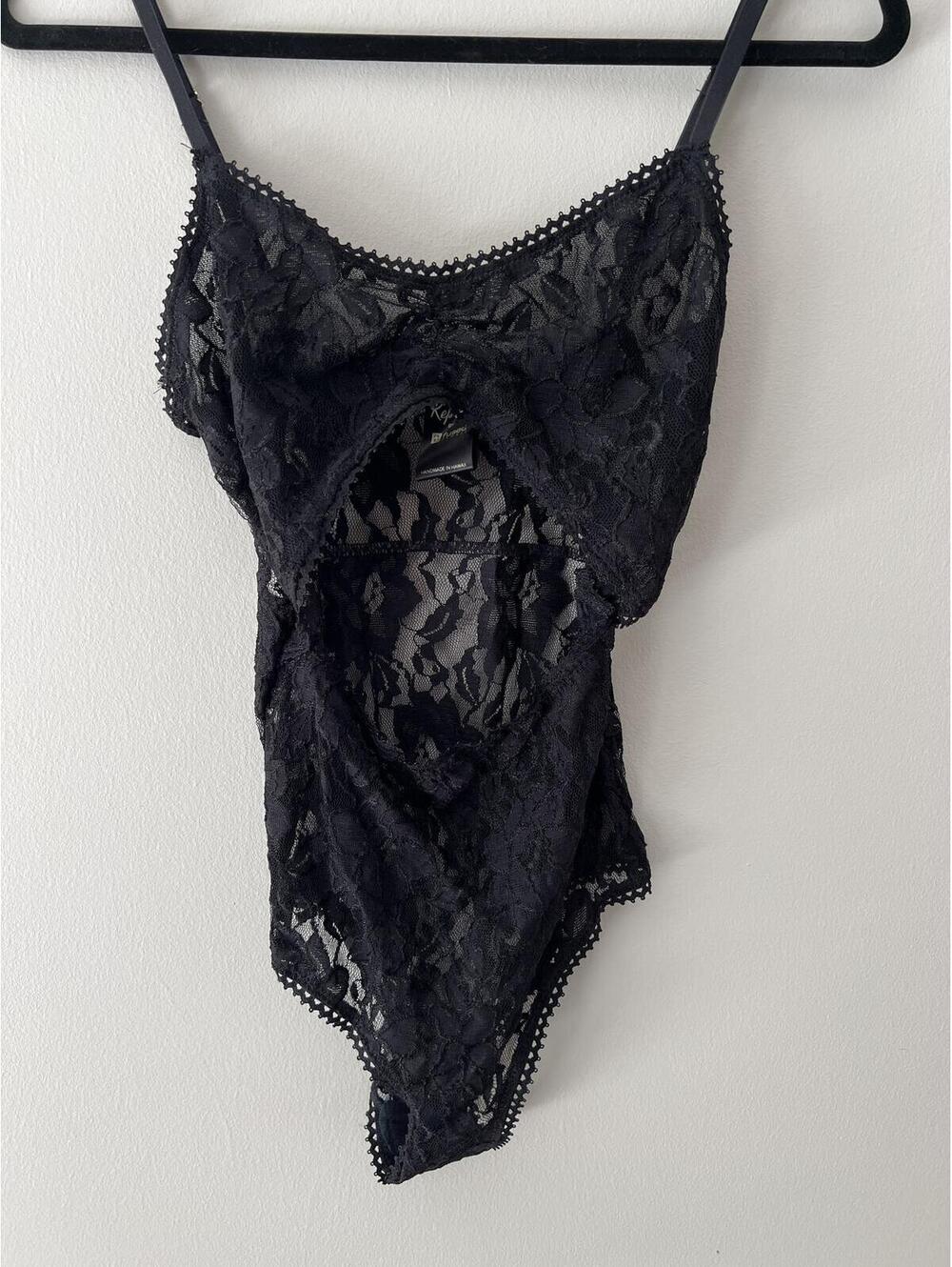 Fused Hawaii - Black Stretch Lace Bodysuit Lingerie Small